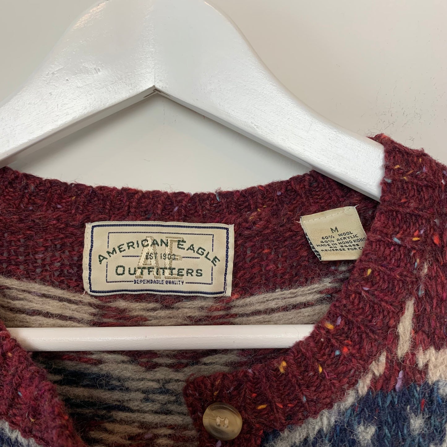 Vintage 90s American Eagle Cardigan Sweater Fair Isle Medium