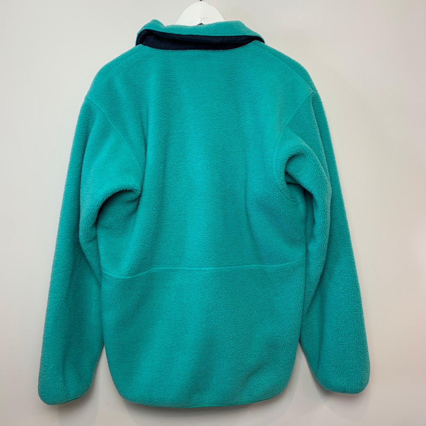 Vintage 80s Patagonia Fleece Half Zip Pullover Teal and Pink Made in the USA Medium