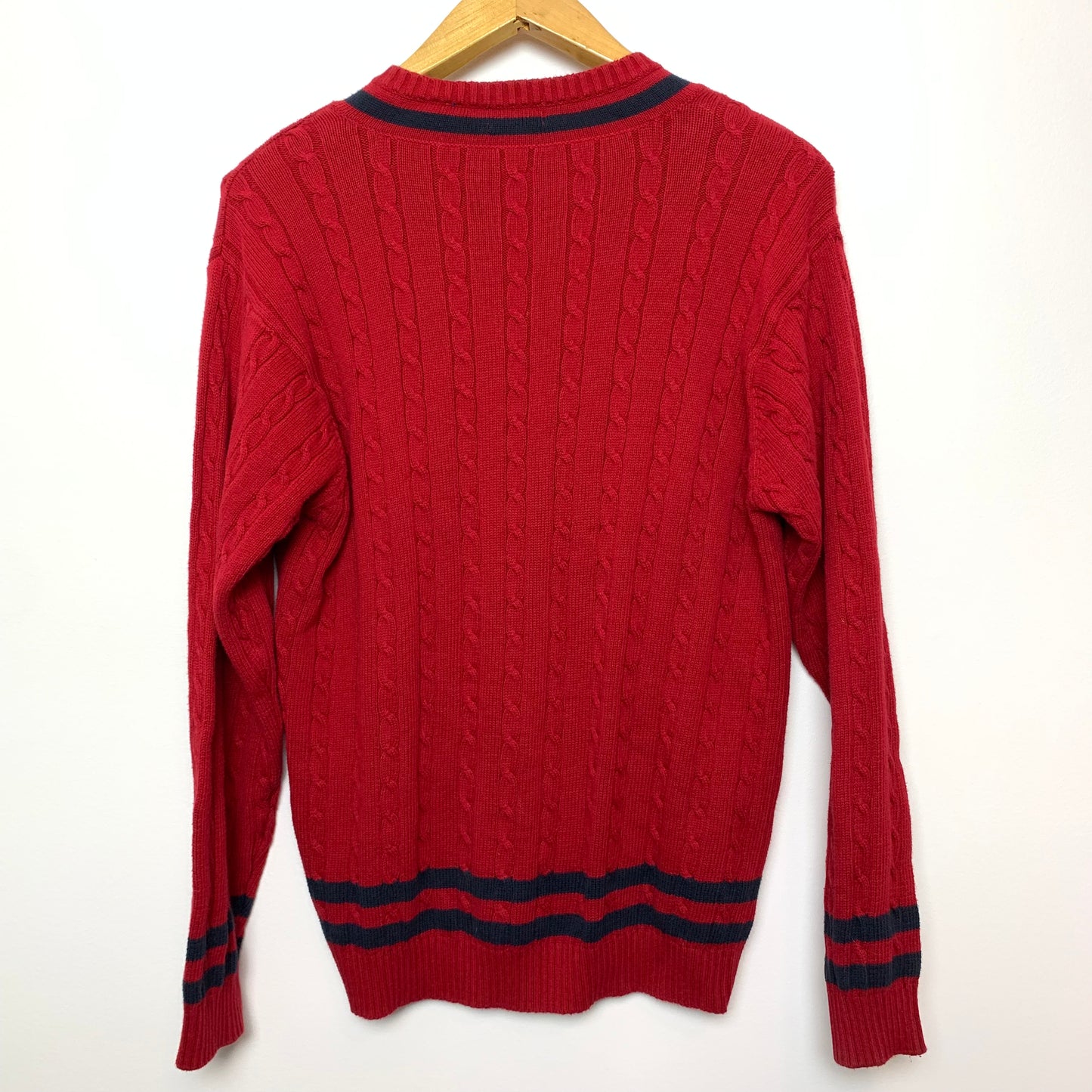 90s Izod Red Navy Blue V Neck Sweater