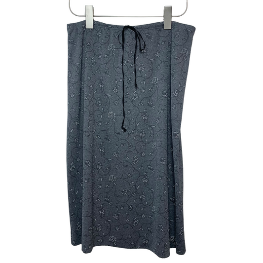 Vintage 90s Y2K Uniform John Paul Richard Slip Skirt Grey Floral Midi Large