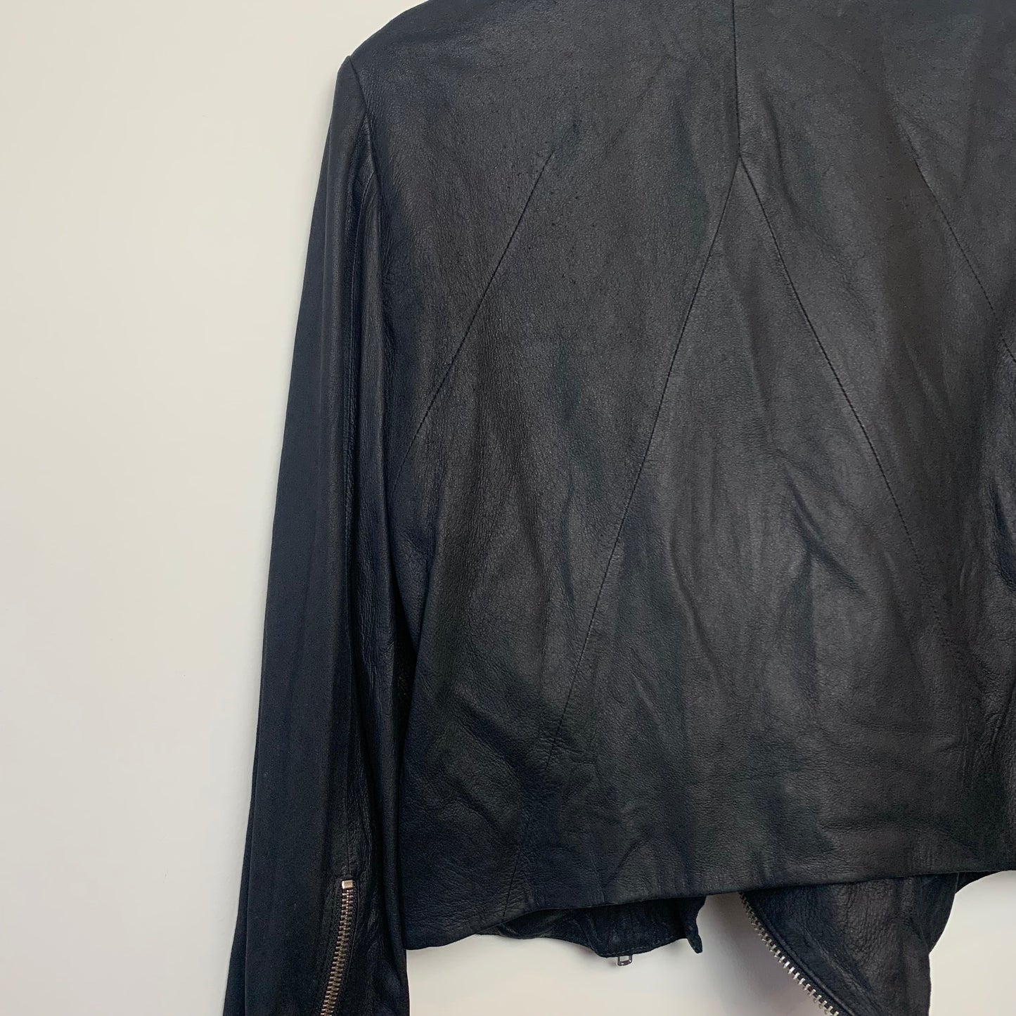 Helmut Lang Black Lamb Leather Biker Jacket Moto Zip Front Small