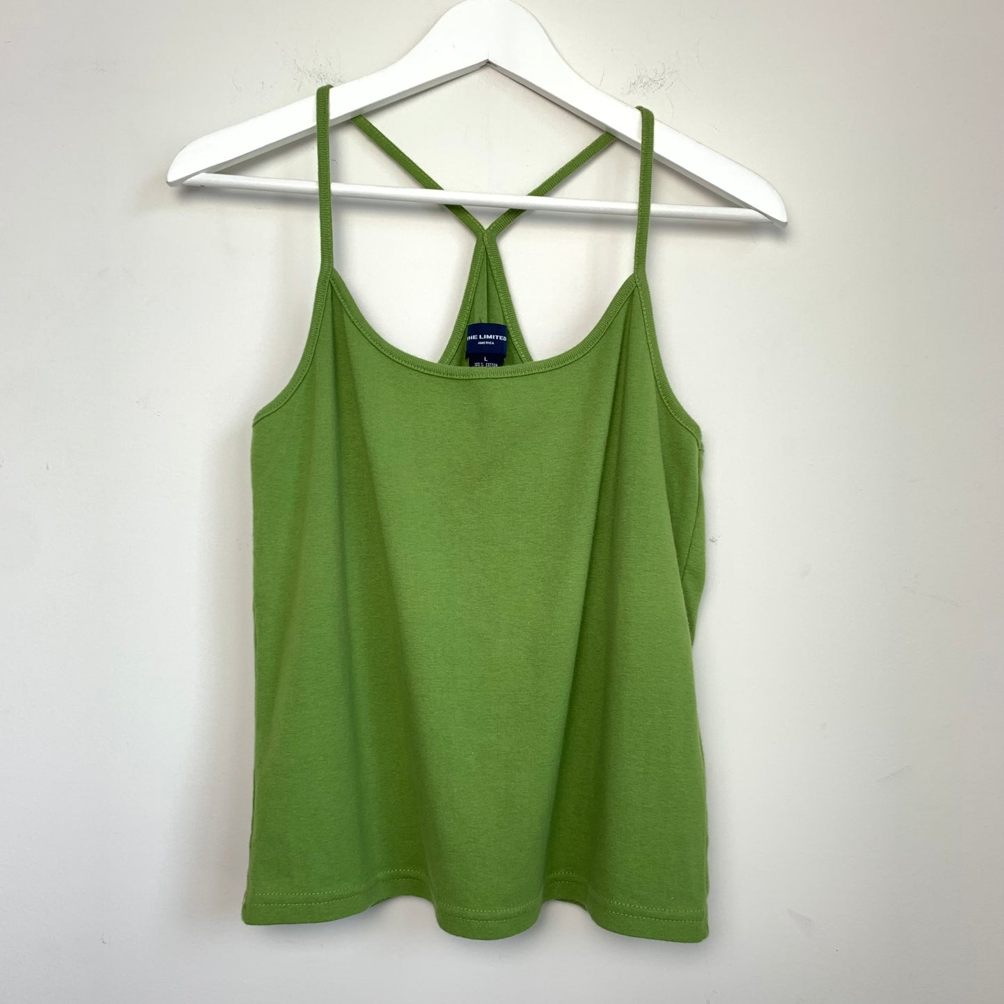 90s The Limited Green Cropped Razorback Tank Large Cotton