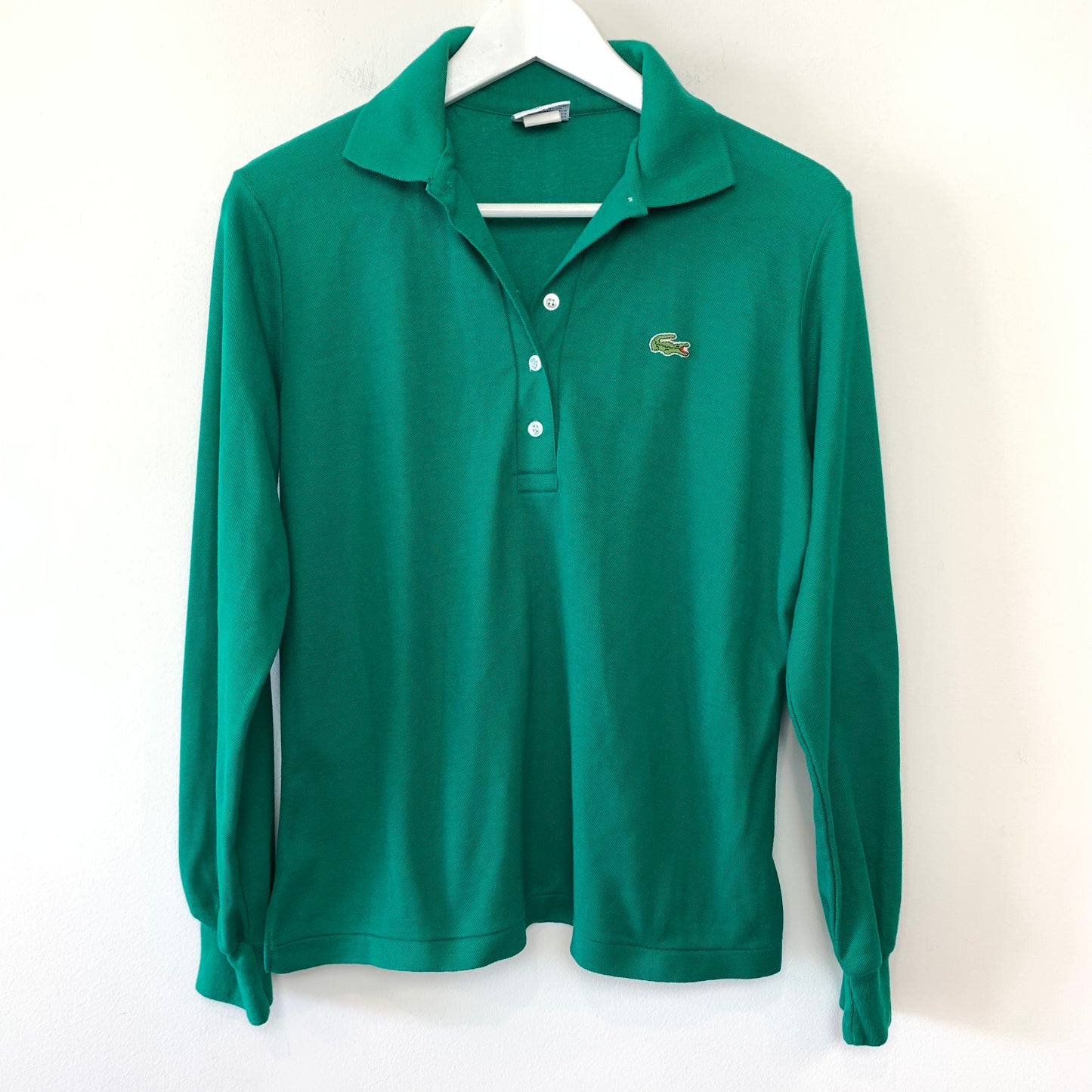 Vintage 1960s Haymaker Lacoste Kelly Green Long Sleeve Polo 38 Made in the USA