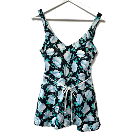 Vintage Floral Swimsuit Swim Dress One Piece Large