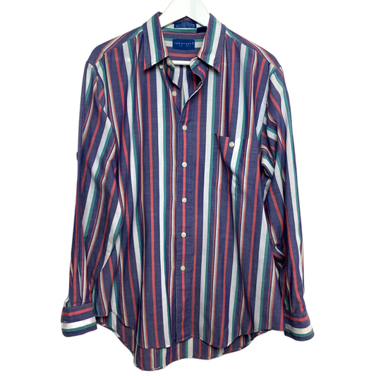 Vintage Towncraft Striped Button Down Collared Shirt Large 16-16 1/2