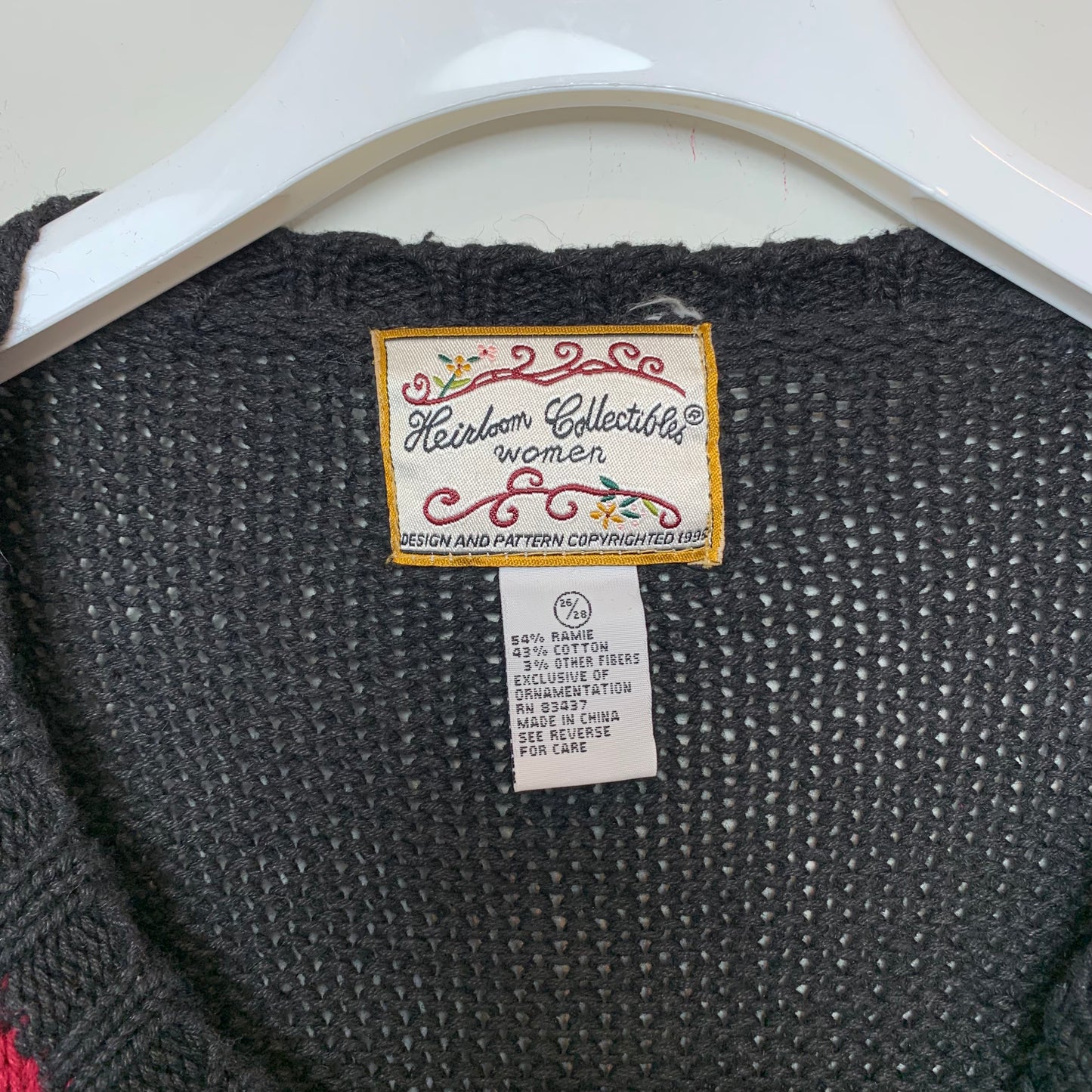 Vintage 90s Heirloom Collectibles Women Christmas Cardigan Sweater Chunky Knit 26/28