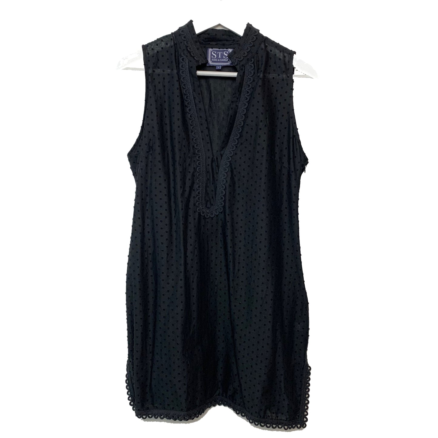 Sail to Sable Swiss Dot Black Dress Cotton Sleeveless