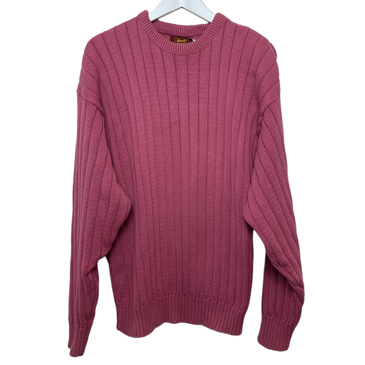 Vintage 90s Nowell's Chunky Knit Sweater Pink Large Made in the USA