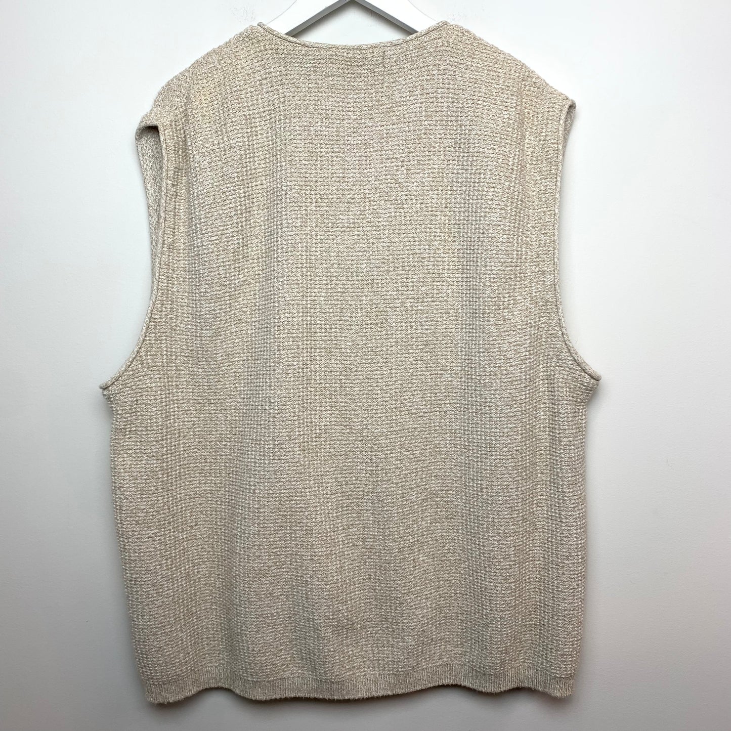 Vintage Eddie Bauer Oatmeal Sweater Vest Made in the USA Cotton Knit Large