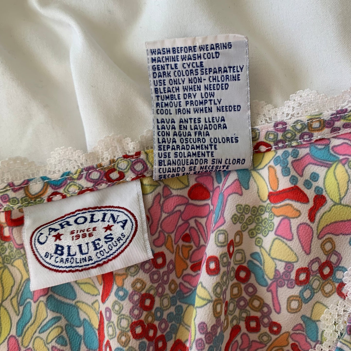 Carolina Blues Y2K Style Blouse Colorful Floral Print Psychedelic Cap Sleeve