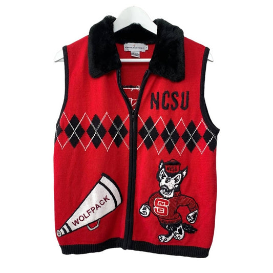 Castles Sport Knit Sweater Vest NCSU NC State University Wolfpack Medium