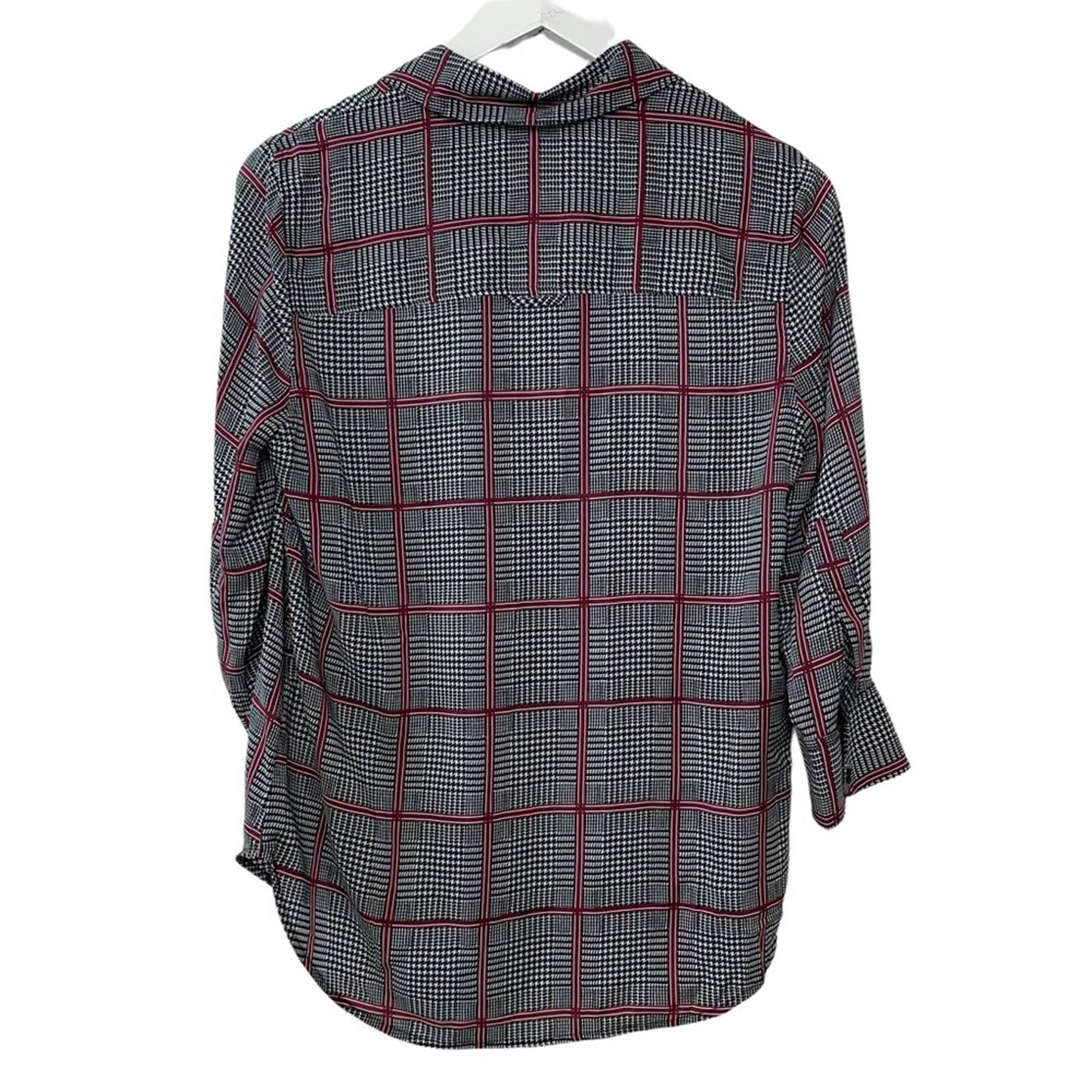 L'Agence Nina Check Printed Blouse Small Plaid Twee Button Down Collared Shirt