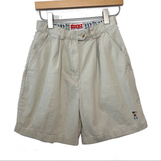 Vintage 90s Pivot Rulea High Rise Trouser Shorts Longer Length Khaki Beige 27