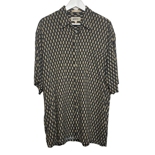 Vintage Campia Short Sleeve Button Down Collared Shirt Patterned Large Rayon