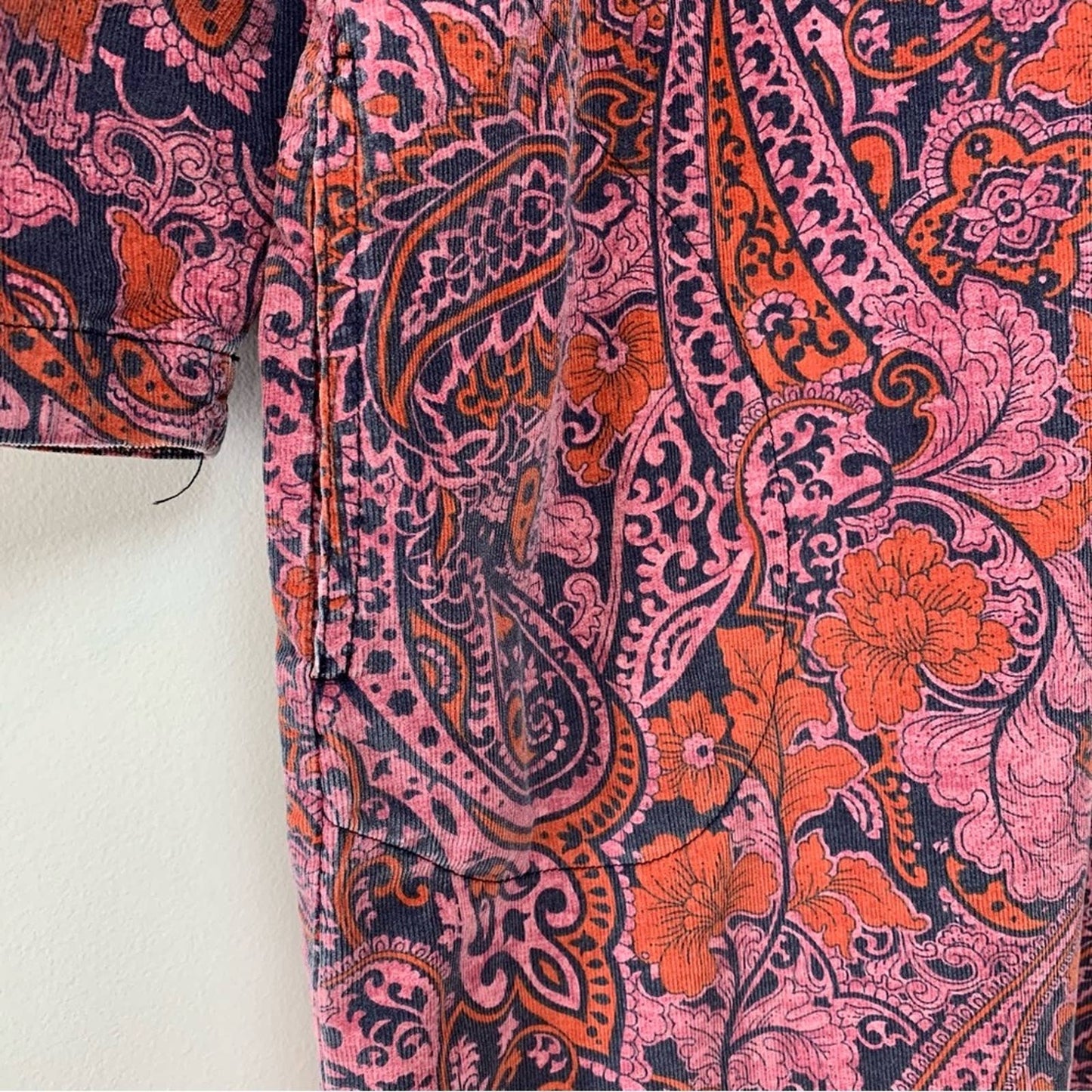 Anthropologie Dayna Corduroy Dress Paisley Floral Medium Pink Orange