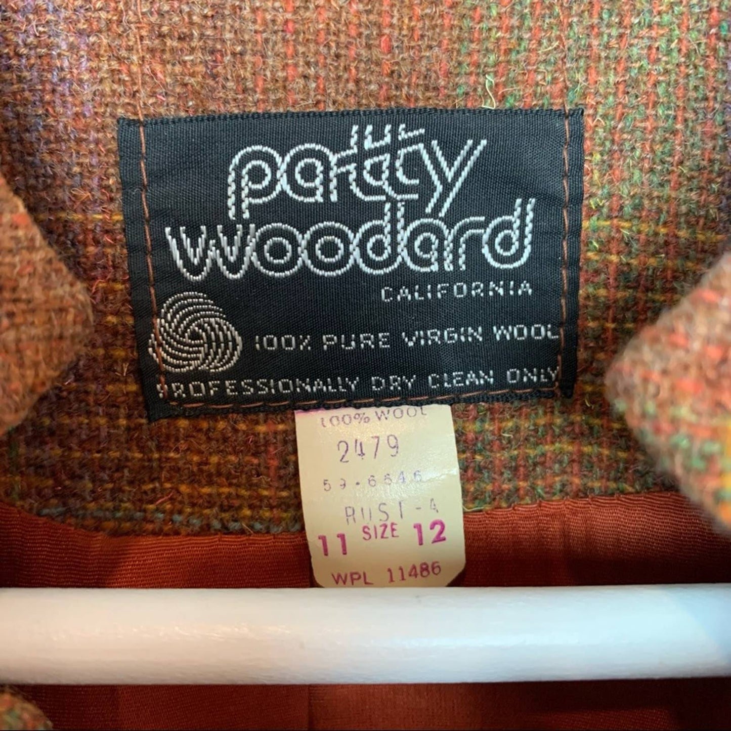 Vintage 60s 70s Patty Woodard Skirt Suit Blazer Wool Plaid Rainbow Pleated