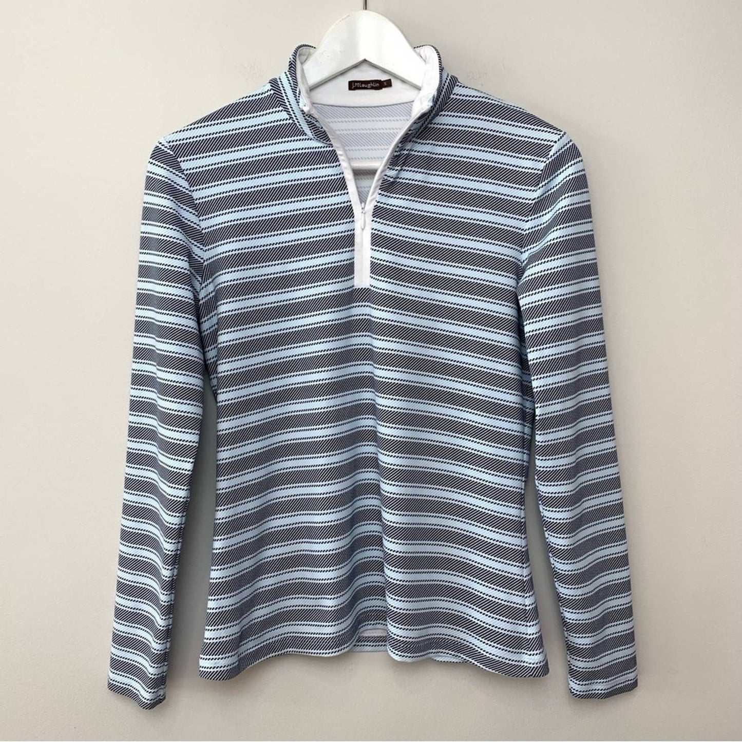 J. McLaughlin Bedford Quarter Zip Striped Top Long Sleeve Pullover Catalina S