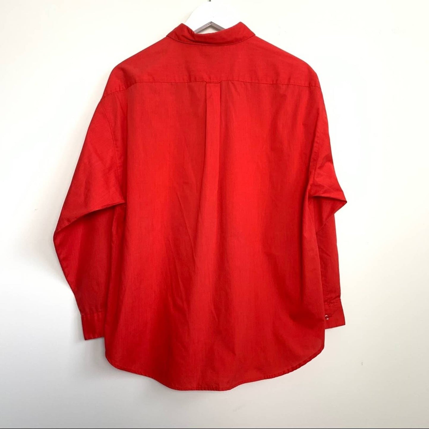 80s Diane Von Furstenberg Button Down Collared Shirt Size Medium Red Orange