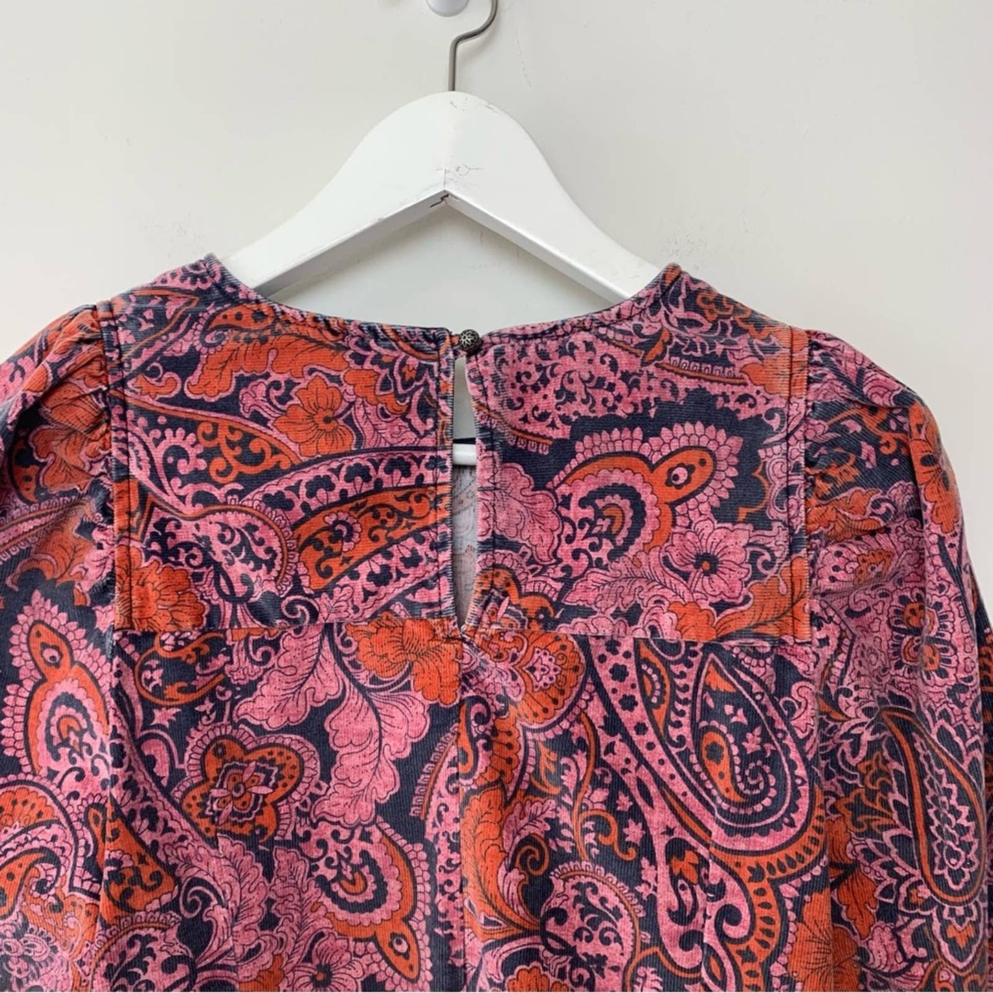 Anthropologie Dayna Corduroy Dress Paisley Floral Medium Pink Orange