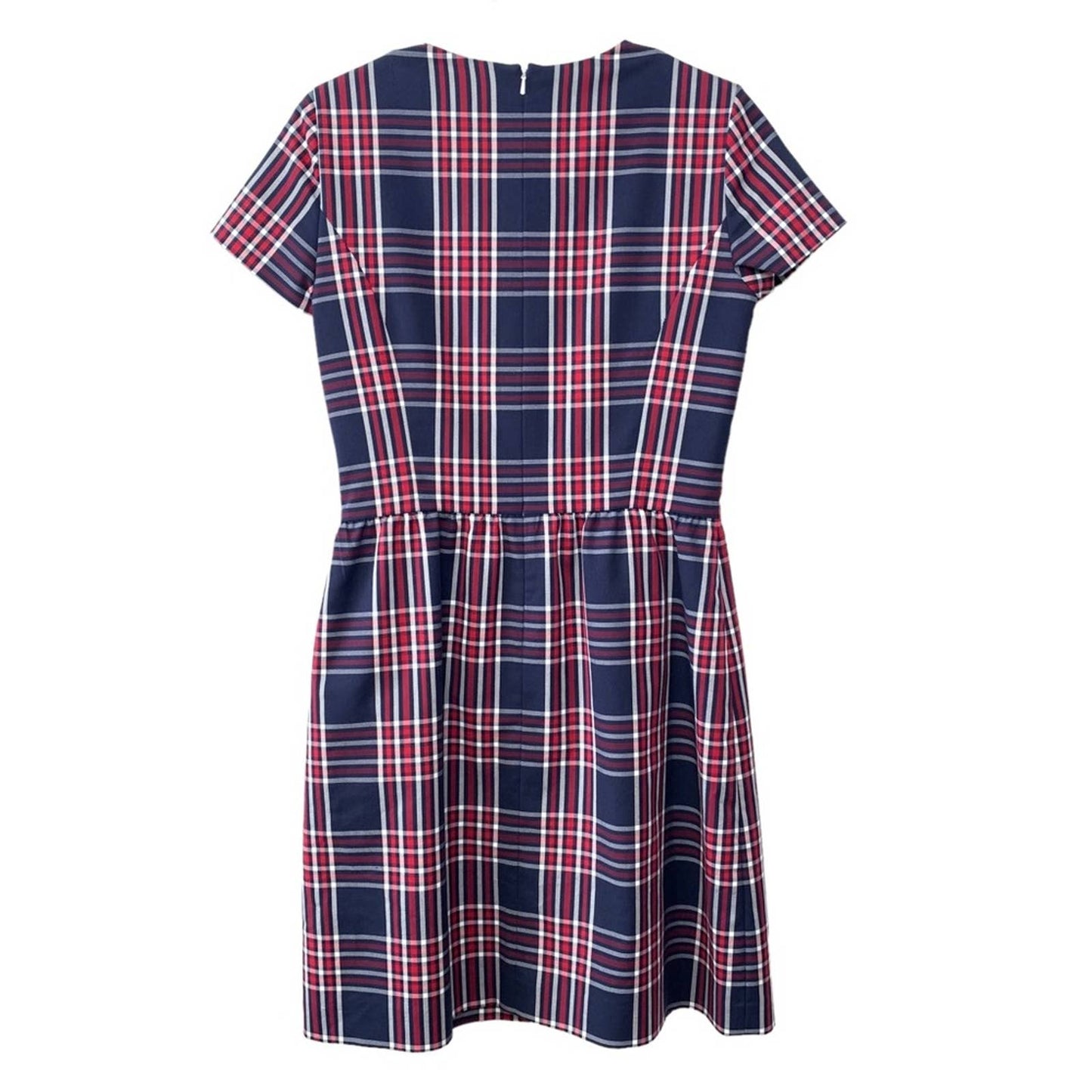Brooks Brothers Red Fleece Plaid Dress Fit and Flare Short Sleeve 6 Red Blue