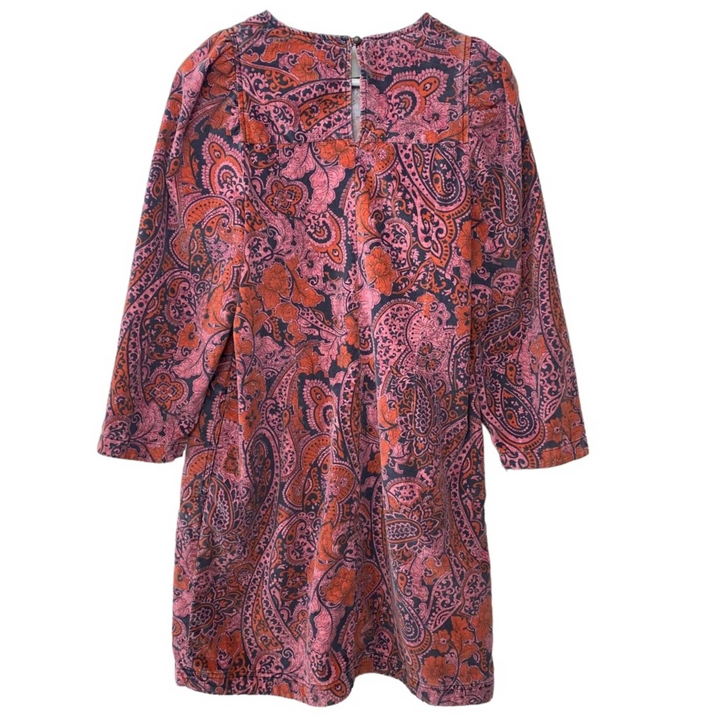 Anthropologie Dayna Corduroy Dress Paisley Floral Medium Pink Orange