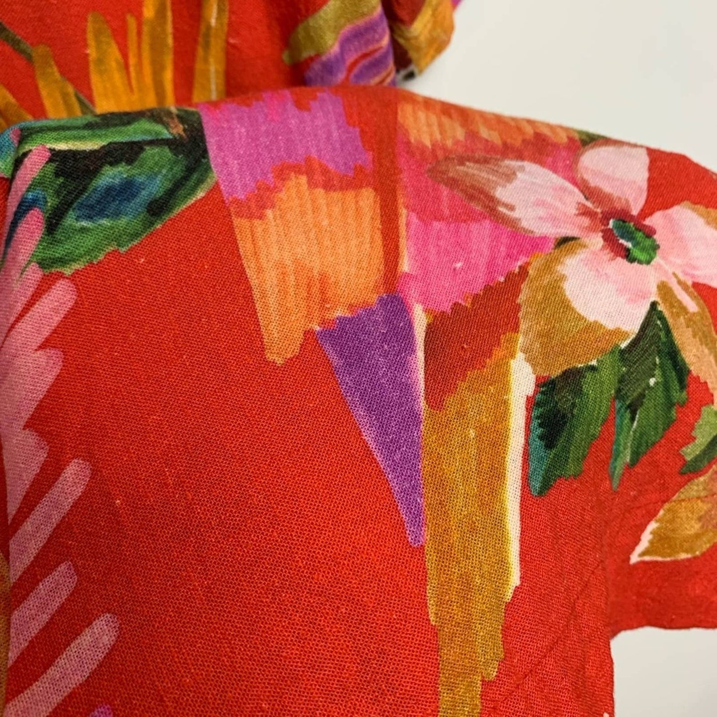 Farm Rio Red Macaw Romper Small Tropical Print