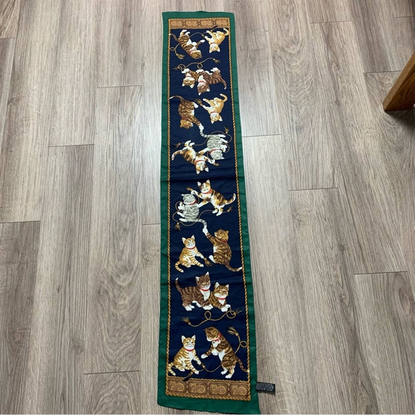 Vintage Cat Print Scarf Cats Playing