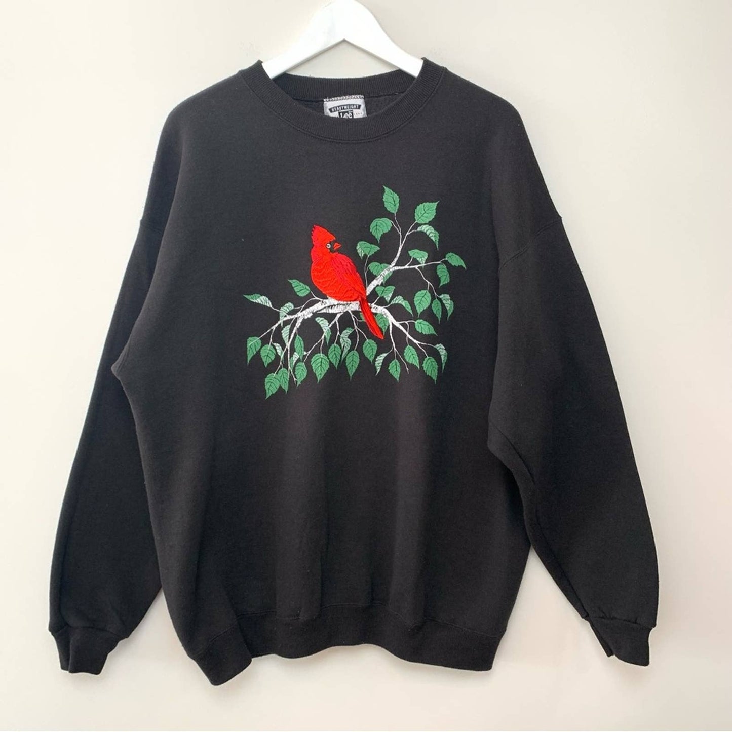 Vintage Lee Heavyweight Embroidered Cardinal Sweatshirt Crewneck Pullover XL