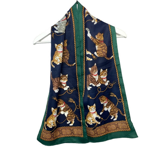 Vintage Cat Print Scarf Cats Playing