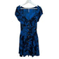 Free People Thing Called Love Navy Blue Floral Linen Mini Dress 10