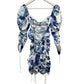 NWT For Love & Lemons Hyacinth Drawstring Mini Dress Blue White Floral XS