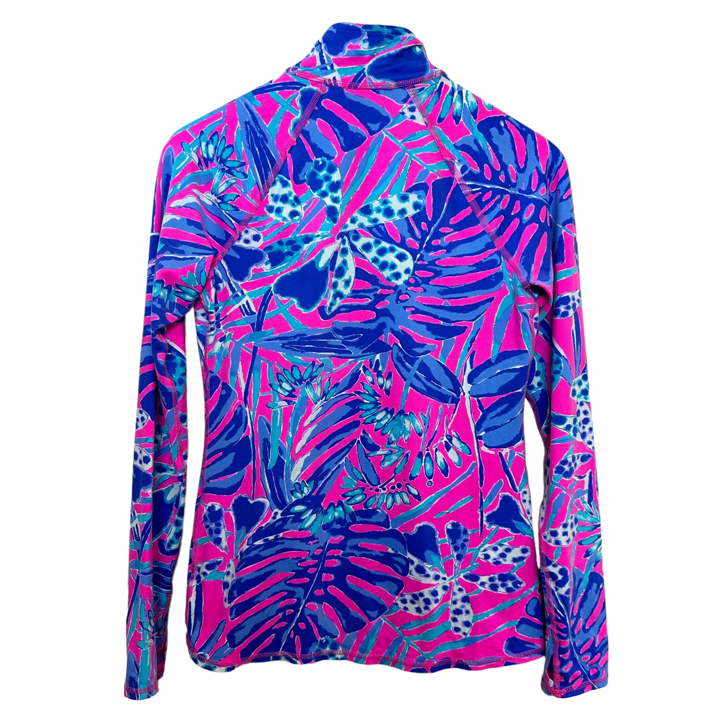 Lilly Pulitzer Luxletic Serena Jacket Pink Blue Palm Floral Print XS