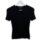 Nili Lotan Wells Lace Up Knitted Top Black Short Sleeve Sweater Ribbed XS