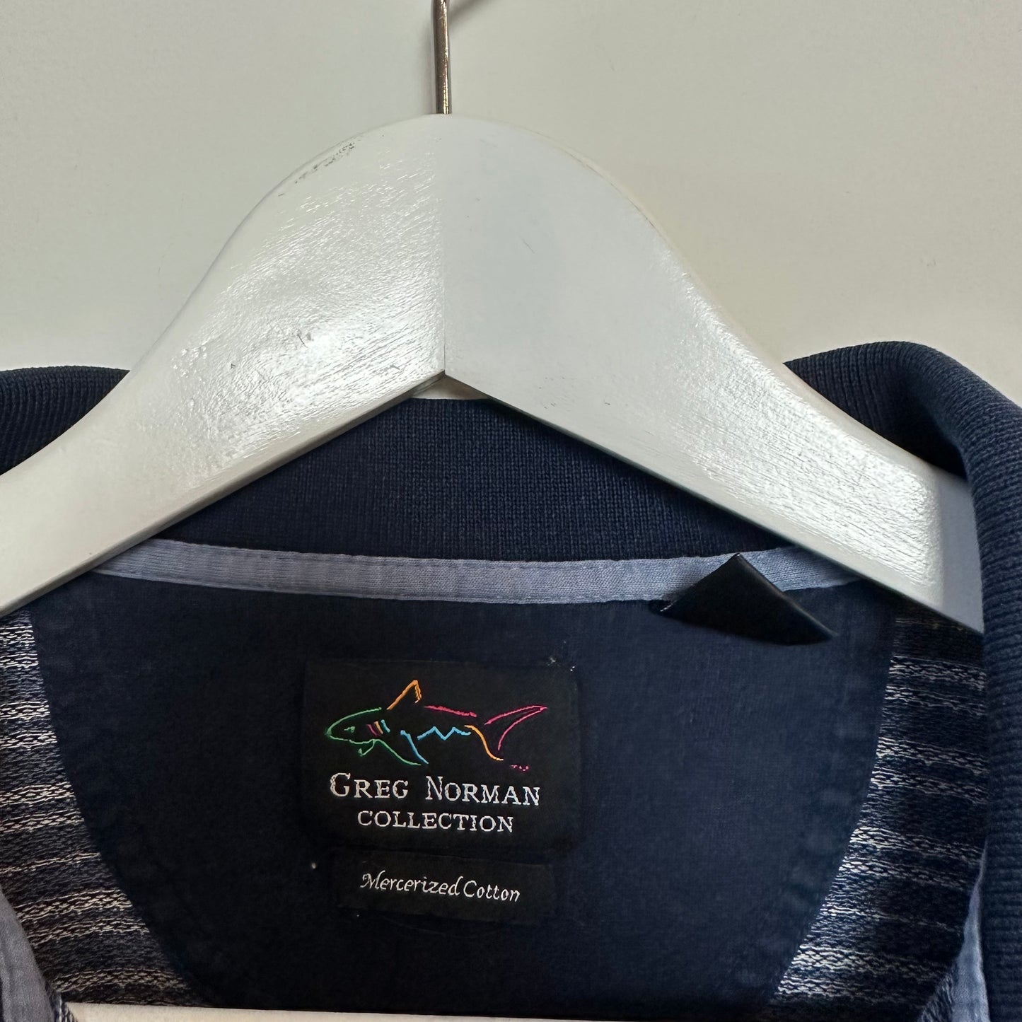 Retro Greg Normal Golf Polo Navy Blue Geometric Pattern Wente Vineyards Cotton XL