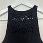 Vintage 70s Knit Maxi Dress High Neck Halter Crochet Wool Blend