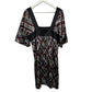 Y2K Trina Turk Silk Dress Geometric Patterned Red Black Grey Kimono Babydoll 12