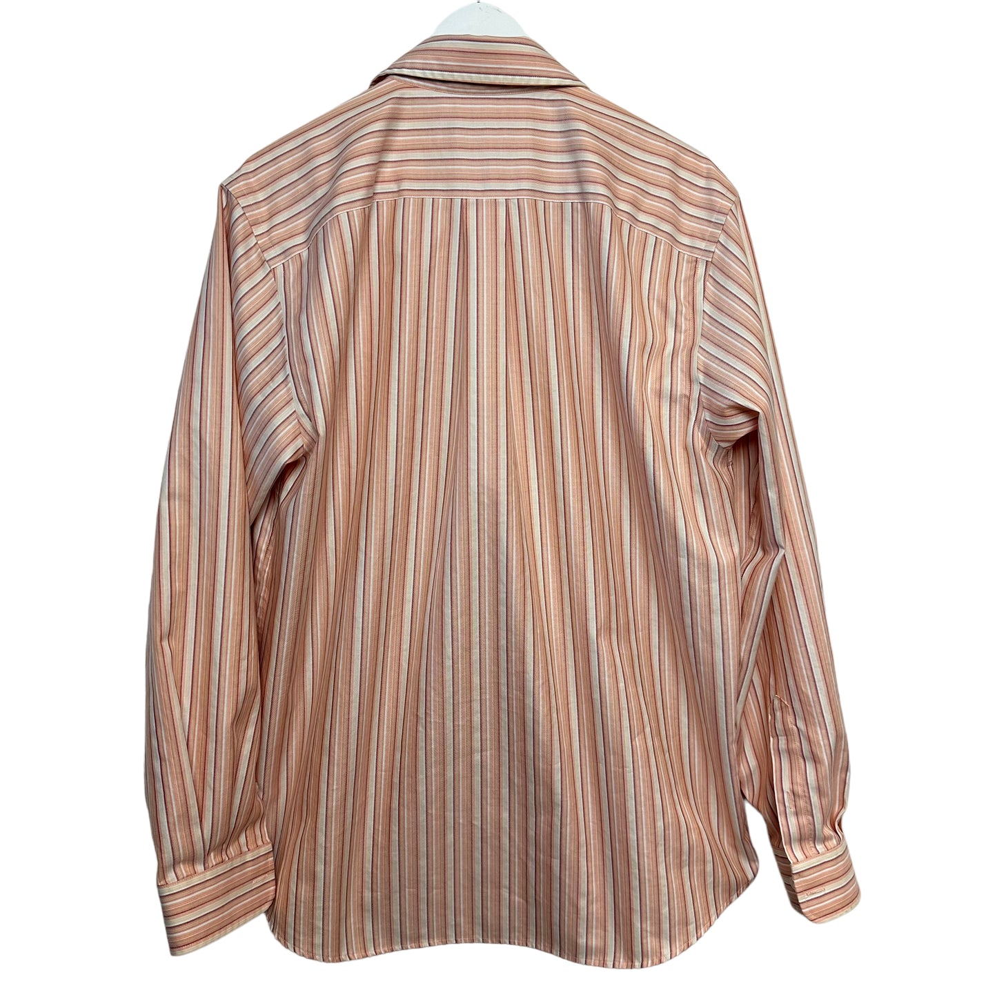 Retro Eddie Bauer Orange Striped Long Sleeve Button Down Shirt Cotton Medium
