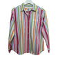 Vintage 90s Talbots Colorful Striped Button Up Collared Shirt Cotton Medium Petite
