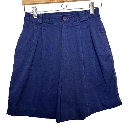 Vintage 90s Trouser Shorts Long Navy Blue Fundamental Things Cotton 10 Petite
