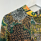 Vintage 60s 70s City Scene Maxi Dress Abstract Floral Boho Long Sleeve Medium