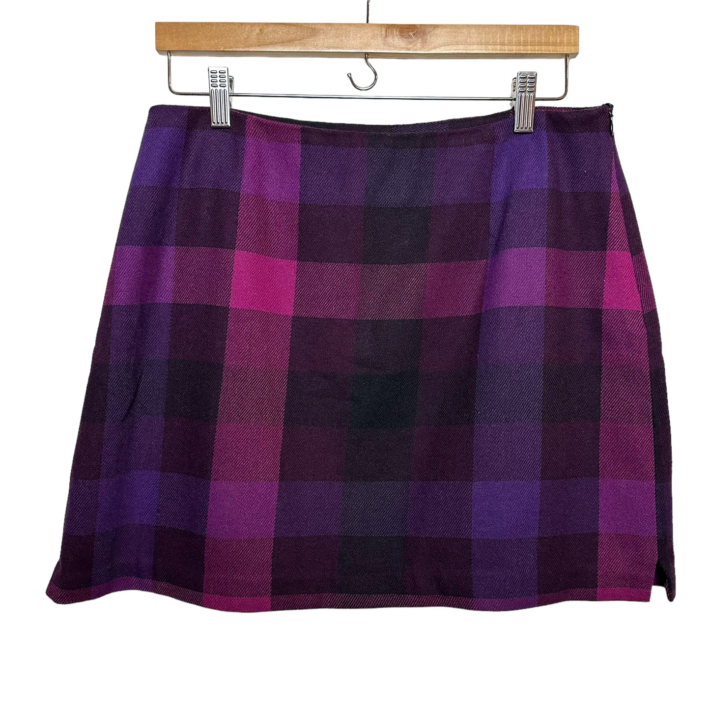 Y2K Vintage The Limited Plaid Mini Skirt Purple Pink Checkered Wool Blend 12