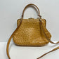 Vintage Saks Fifth Avenue Leather Purse Handbag Top Handle Crossbody Ostrich Printed