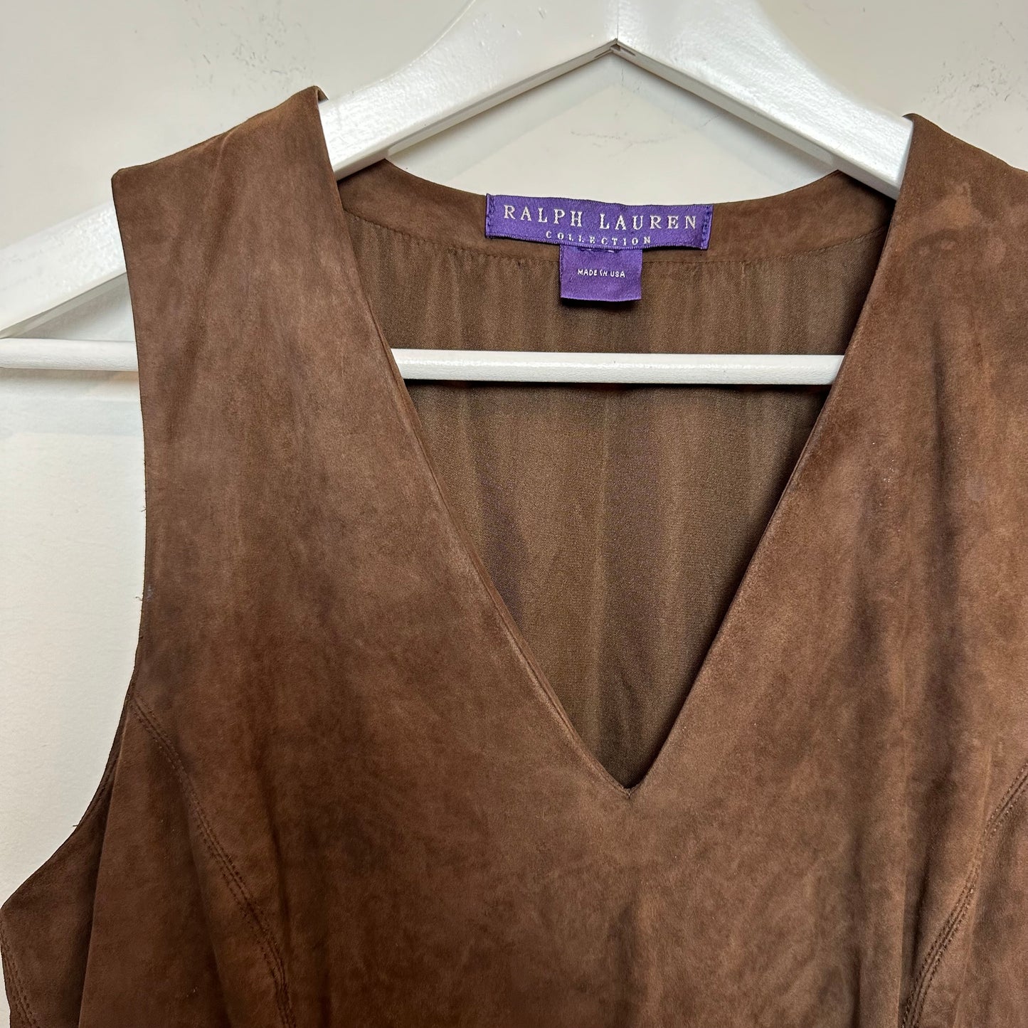 Ralph Lauren Collection Purple Label Lambsuede leather Dress Brown Made in the USA