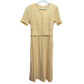 Vintage 90s Miss Dorby Yellow Midi Dress Short Sleeve Tie Back Small Petite