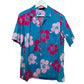 Vintage Resort Line Hawaii Shirt Floral Pink Blue Tropical Short Sleeve Button Up