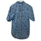 Vintage 90s Eddie Bauer Short Sleeve Button Down Shirt Fishing Print Chambray Small
