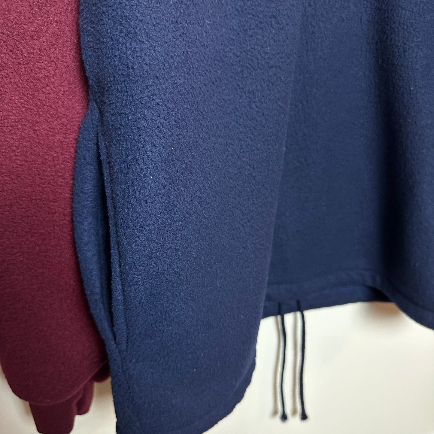 Vintage 90s SKYR Fleece Pullover Half Zip Sweater Color Block Blue Maroon Medium