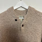 L.L. Bean Henley Chunky Knit Sweater Oatmeal Tan Beige 100% Lambswool Medium