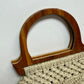 Vintage 70s Macrame Purse Wooden Top Handle Bag