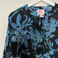 Banjanan Ella Shirt Woden Hedgerow Floral Bird Blouse Long Sleeve Blue Medium
